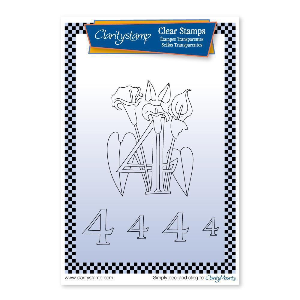 Floral Numbers - 4 - A6 Square Stamp Set