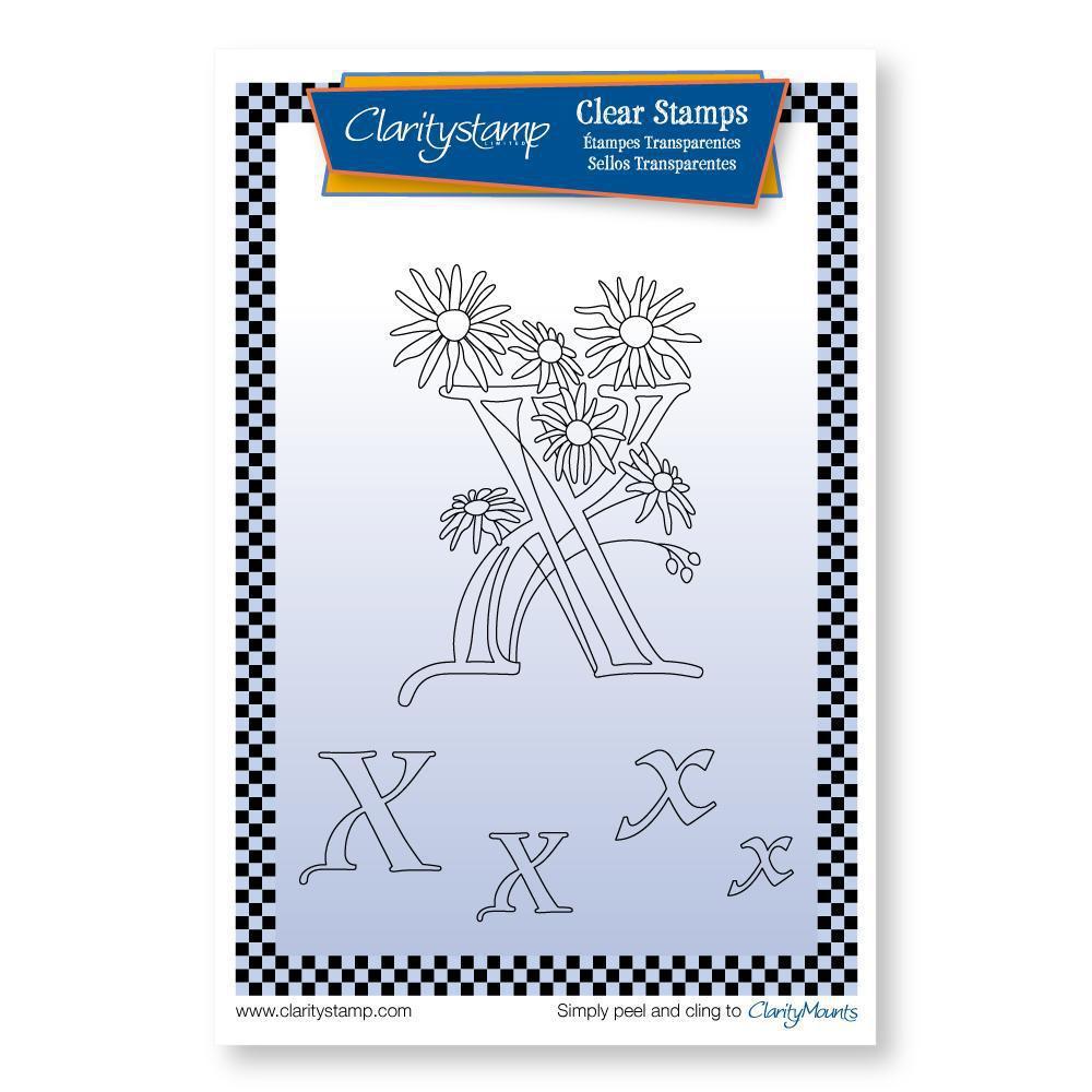 Floral Alphabet - Letter X - A6 Square Stamp Set