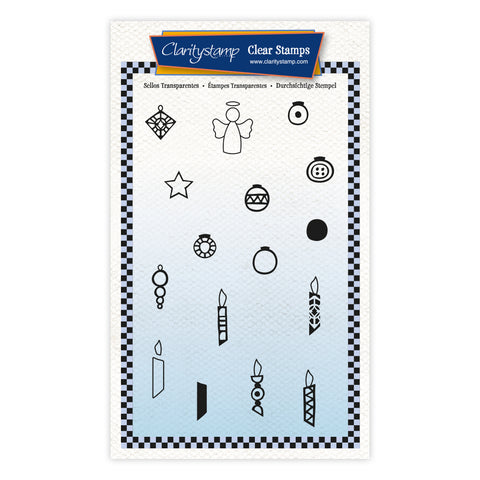 CLEARANCE Folkart Christmas Decorations A7 Stamp Set