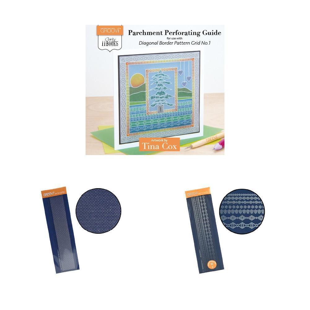 Clarity ii Book: Parchment Perforating Guide Bundle for Diagonal Border Pattern Grid No. 1