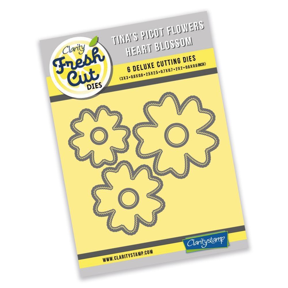Tina's Heart Blossom Picot Flowers Die Set Clarity Fresh Cut Dies