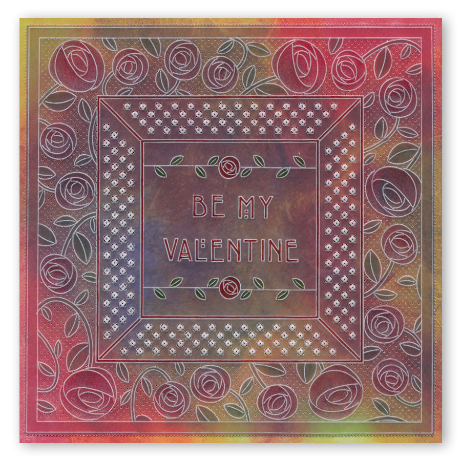 Art Nouveau Bed of Roses A6 Groovi Plate