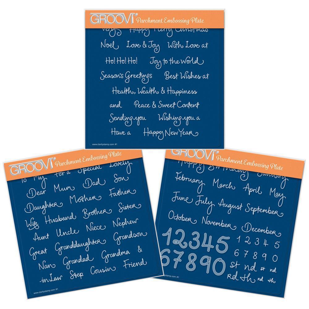 Barbara's Relations, Months & Numbers and Christmas Sentiments A5 Square Groovi Plate