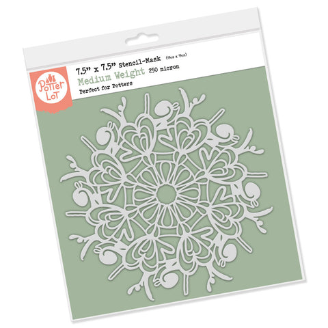 Barbara's Hearty Flourish Swirl Round 7.5" x 7.5" Medium Weight Frameless Stencil