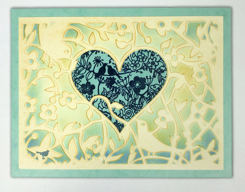 Heart Bird A5 Stencil