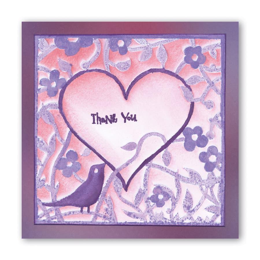 Bird Heart Sprig 7" x 7" Stencil