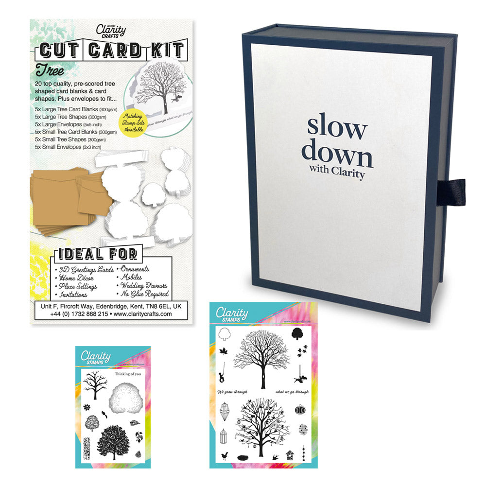 Slow Down with Clarity Cut Card Kit - Tree Collection & Deluxe Book Box Storage