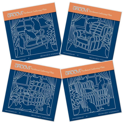 Comfy Cats Collection A6 Square Groovi Plate Set