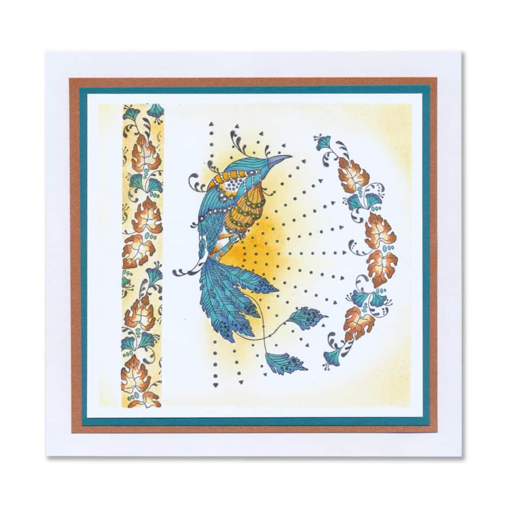 CLEARANCE Wild & Beautiful Bird of Paradise & Leafy Flourish A5 Square Stamp Set