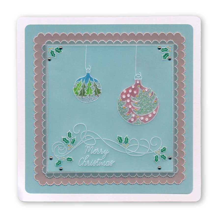 Christmas Baubles & Sentiments Collection A6 Square Groovi Plate Set + Spacer