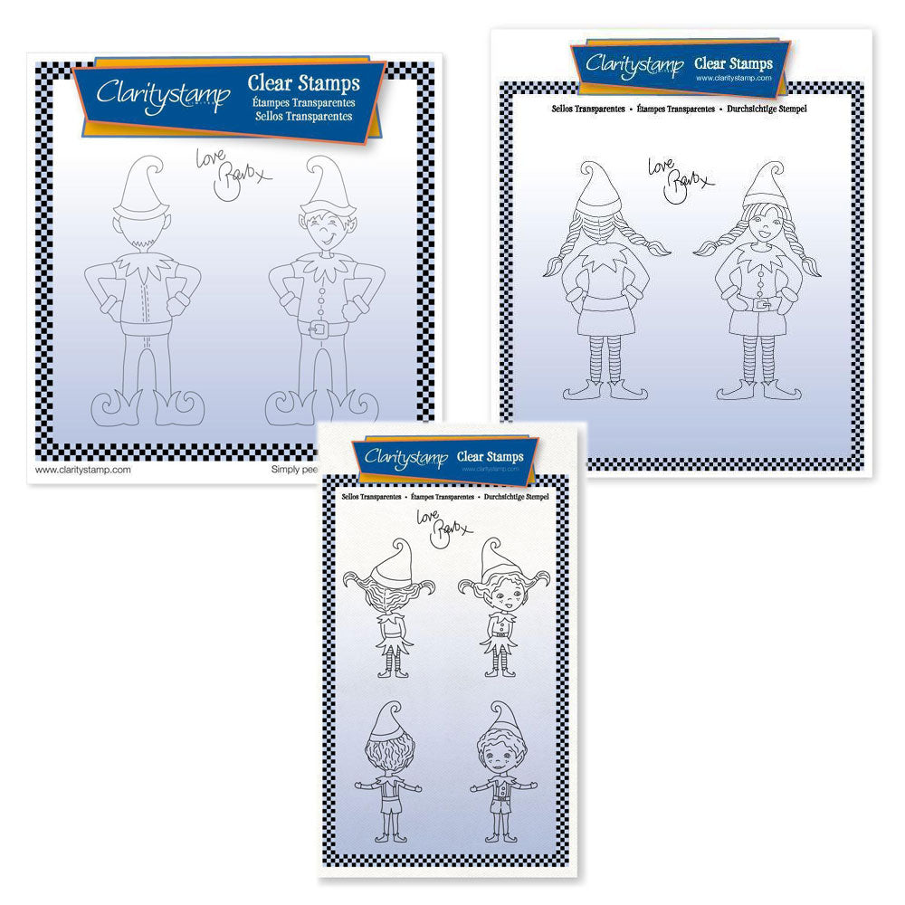 Clarity Elves A5 Square & A6 Stamp Trio