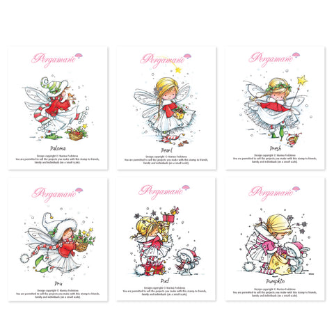 Christmas Poppets A6 Square Stamp Collection - Artwork by Marina Fedotova