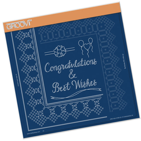 Josie's Congratulations Straight Ribbon Lace Duet A4 Square Groovi Piercing Grid