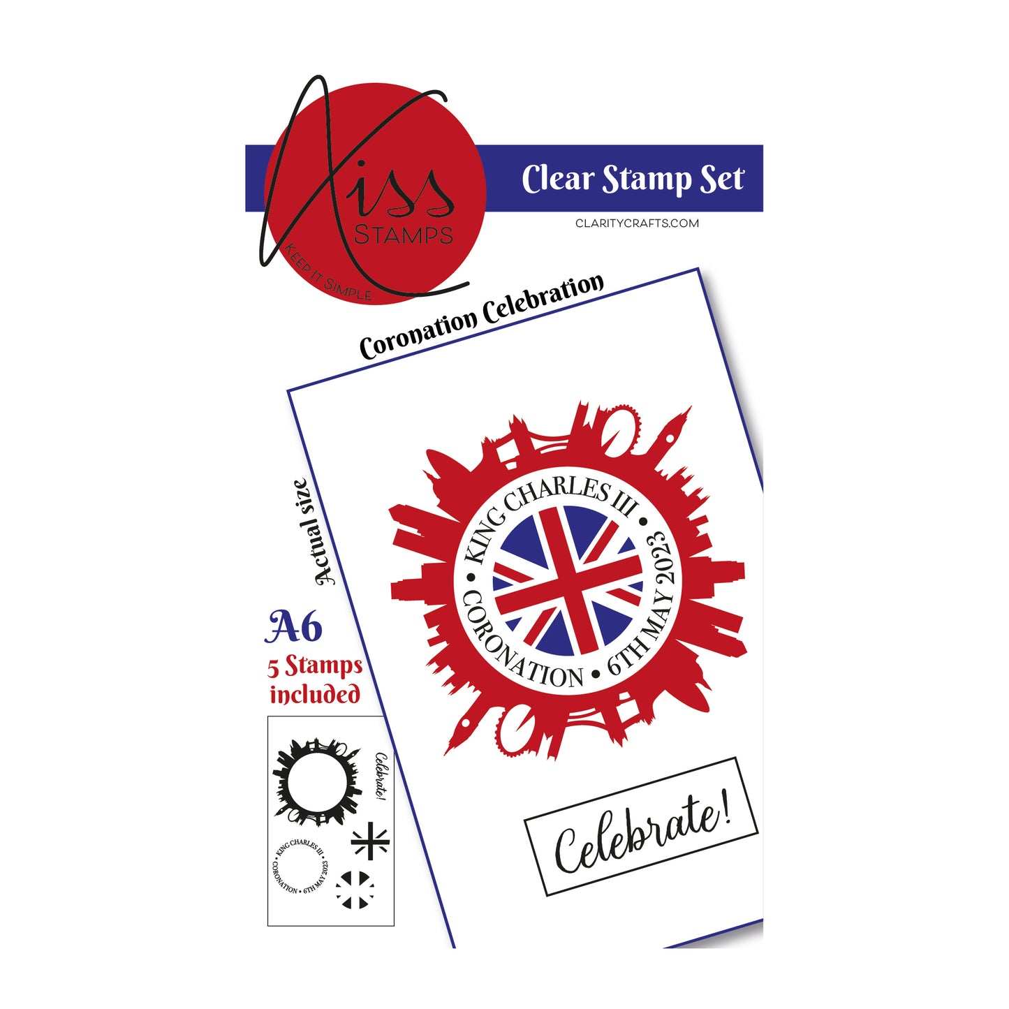 KISS by Clarity - Royal Celebration A6 Stamp & Postcard Set