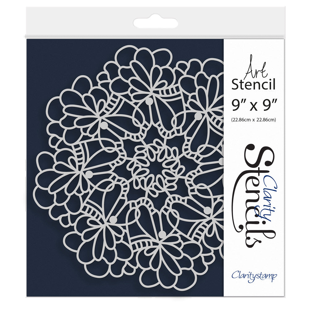 Barbara's Posy Doodle Round 9" x 9" Frameless Stencil