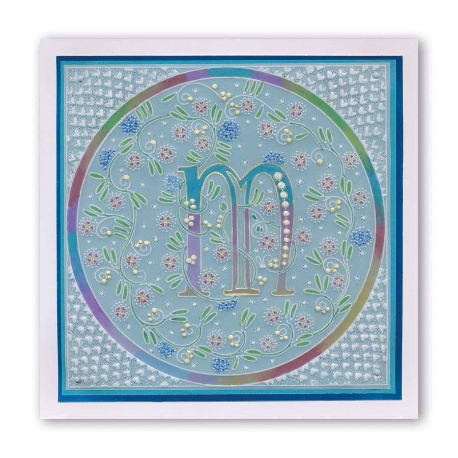 Floral Alphabet - Letter M A6 Square Groovi Plate