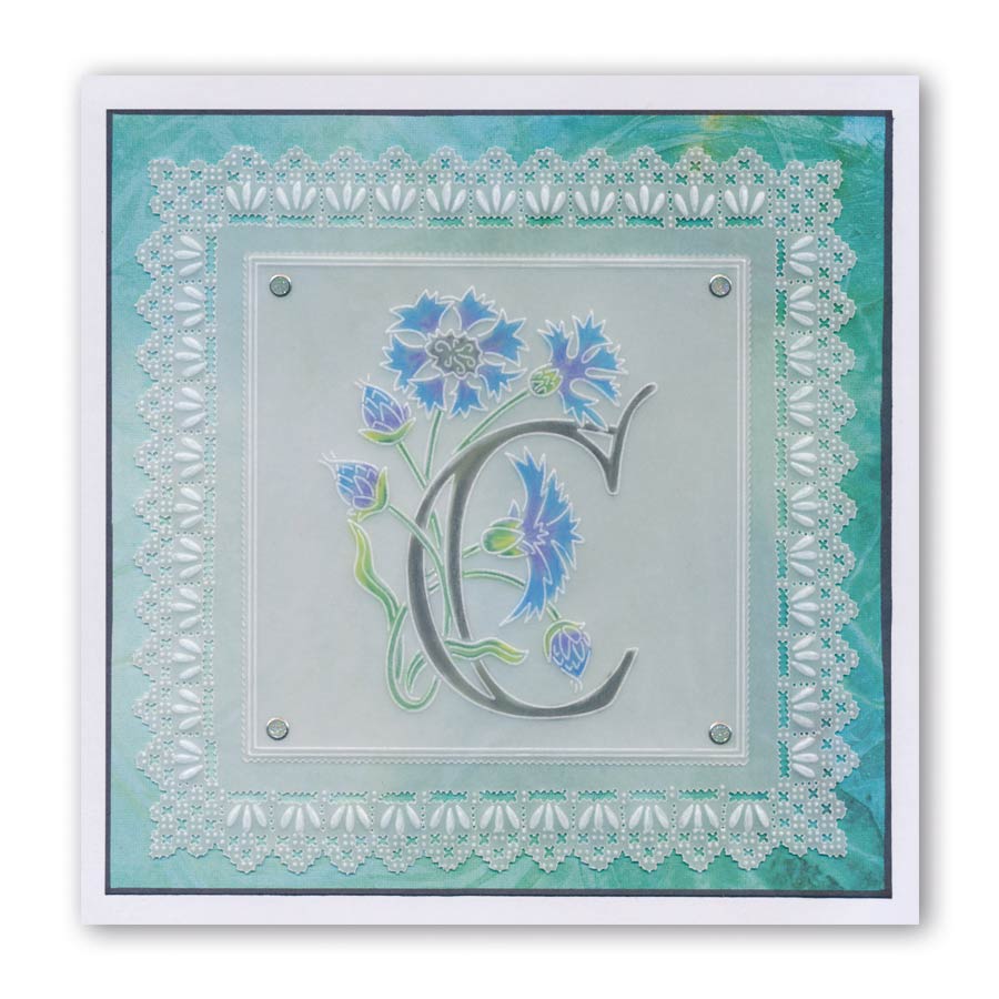Floral Alphabet - Letter C A6 Square Groovi Plate