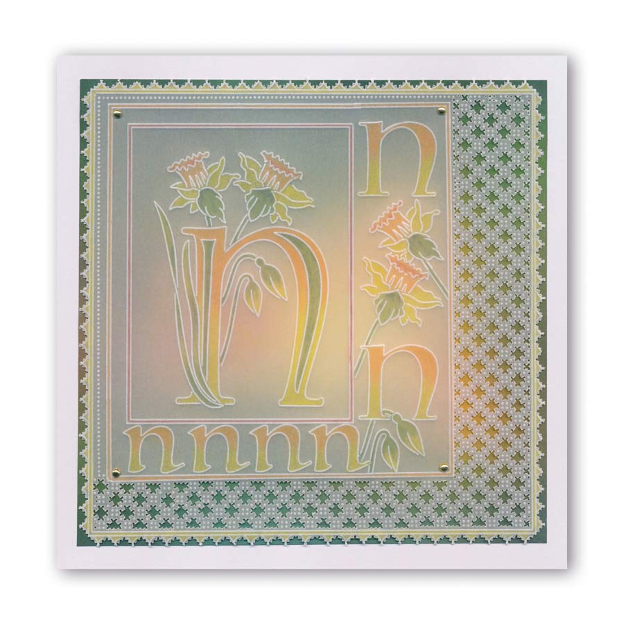 Floral Alphabet - Letter N A6 Square Groovi Plate