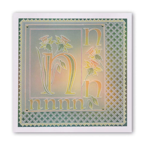 Floral Alphabet - Letter N A6 Square Groovi Plate