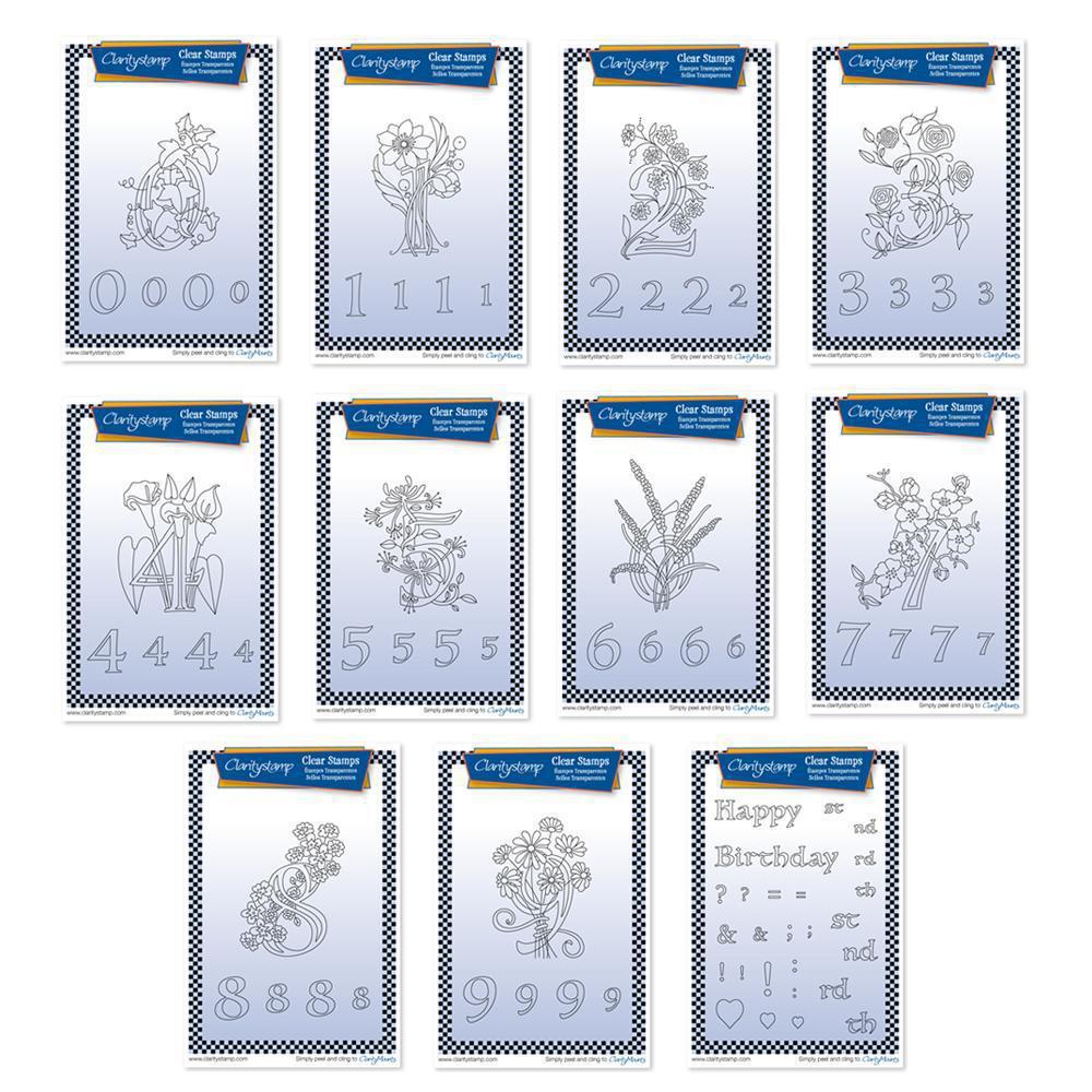 Floral Numbers A6 Square Stamp & Folder Collection