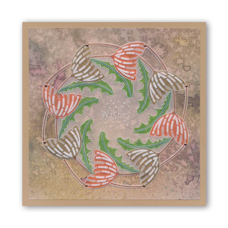 Abstract Dandelions & Leaves A6 Groovi Plate