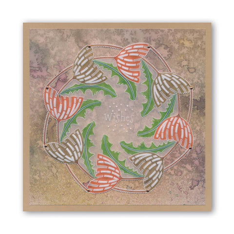 Abstract Dandelions & Leaves A6 Groovi Plate