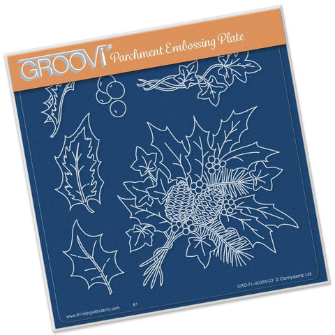 Jayne's Holly & Ivy A5 Square Groovi Plate