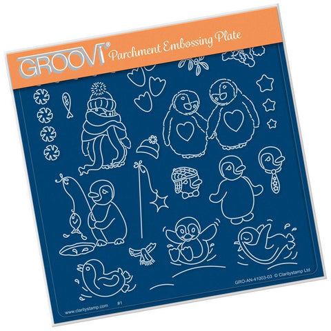 Linda's Penguins A5 Square Groovi Plate