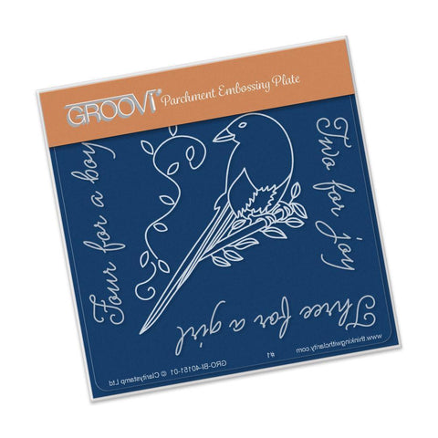 Magpie 1 - One for Sorrow A6 Square Groovi Baby Plate