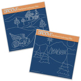 Country Cottage & Winter Landscape A5 Square Groovi Plate Set