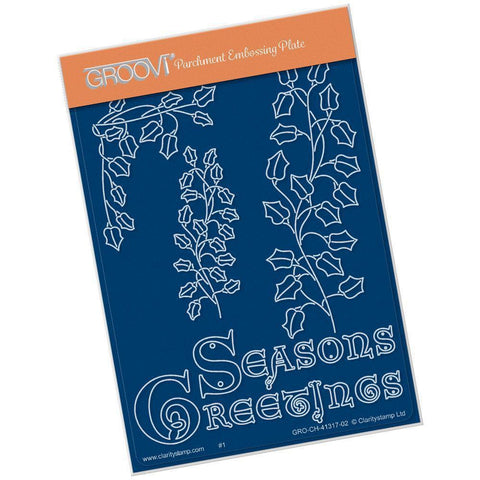 Ivy Branch With Seasons Greetings A6 Groovi Plate