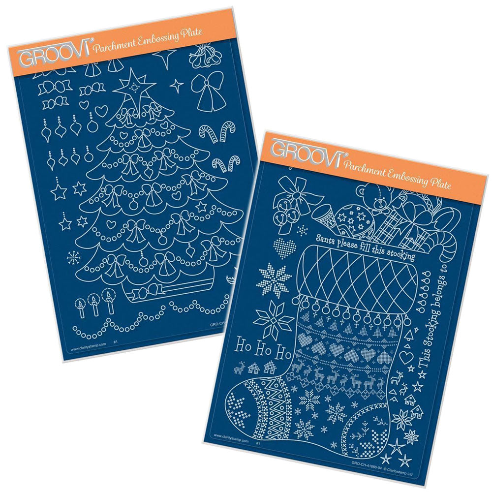 Linda's Layered Christmas Tree & Stocking A5 Groovi Plate Duo