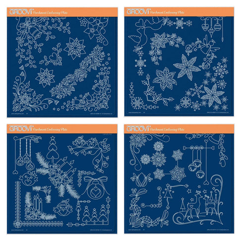Tina's Small Christmas Corners A5 Square Groovi Plate Quartet