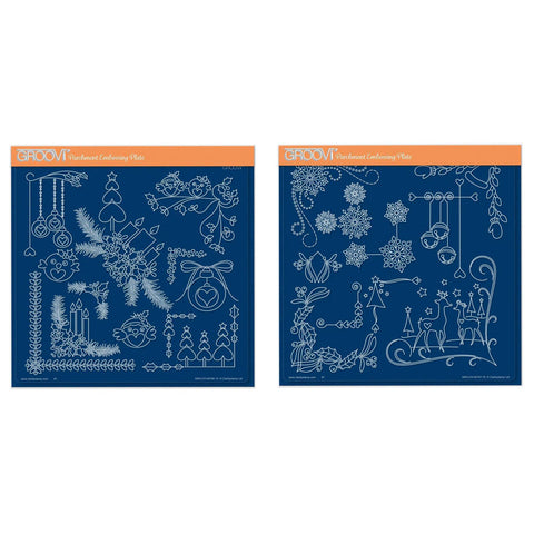 Tina's Small Christmas Corners 3 & 4 A5 Square Groovi Plate Duo