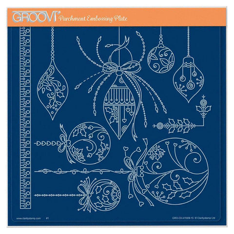 Tina's Small Christmas Baubles A5 Square Groovi Plate