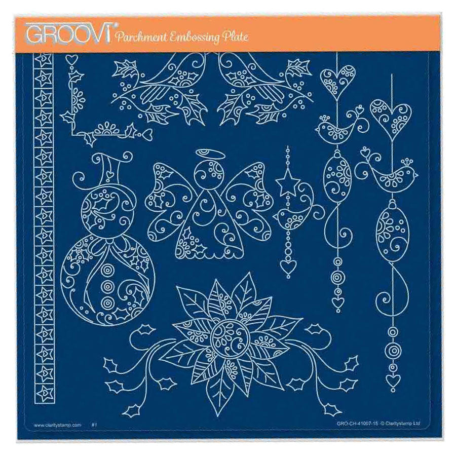 Tina's Small Christmas Snowman & Robins A5 Square Groovi Plate