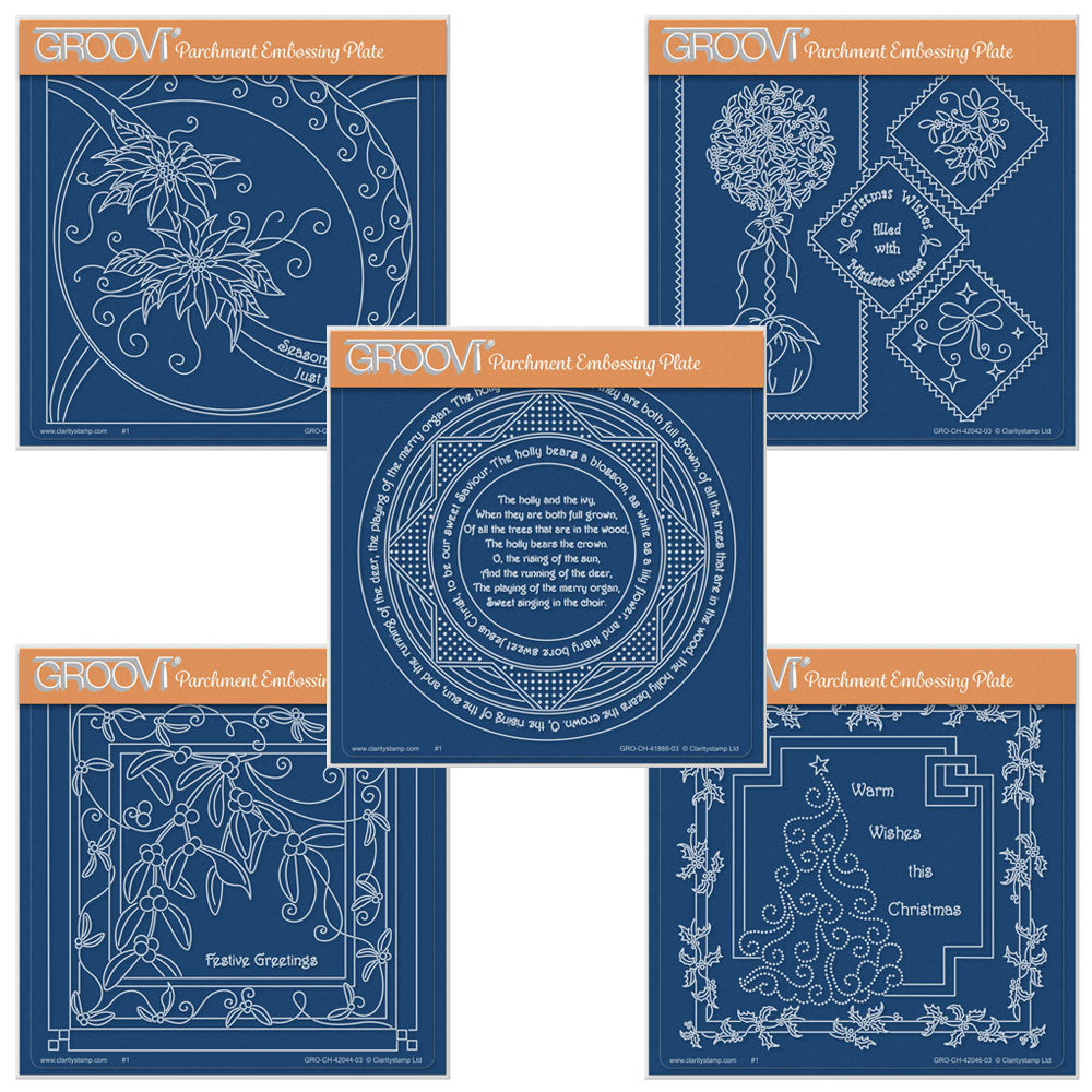 Linda's Christmas Treasures Set 4 A5 Square Groovi Plate Set