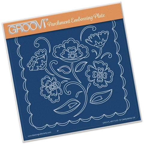 Lace Flowers A5 Square Groovi Plate