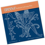 Floral Alphabet - Letter K A6 Square Groovi Plate