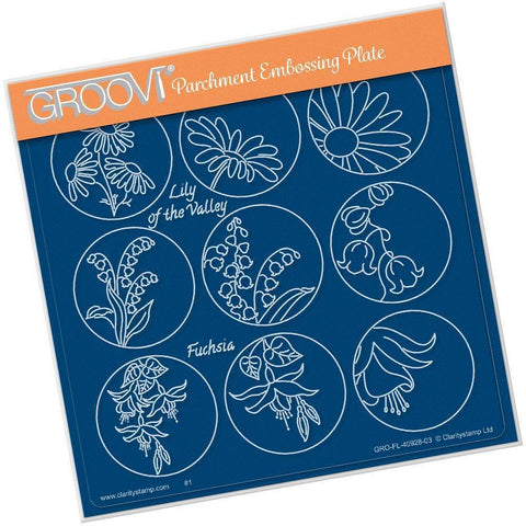 Linda's 123 - A Daisy, Lily of the Valley & Fuchsia A5 Square Groovi Plate