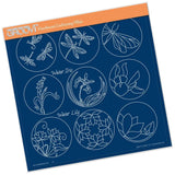 Linda's 123 - F Dragonfly, Water Iris & Water Lily A4 Square Groovi Plate