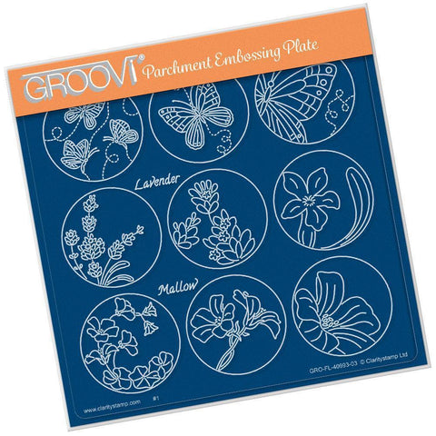 Linda's 123 - E Butterfly, Lavender & Mallow A5 Square Groovi Plate
