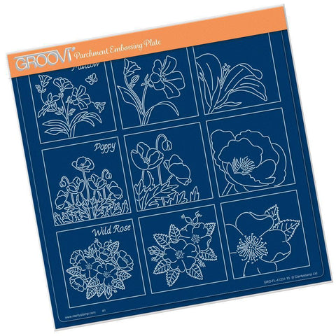 Linda's 123 - Wild Flowers A4 Square Groovi Plate