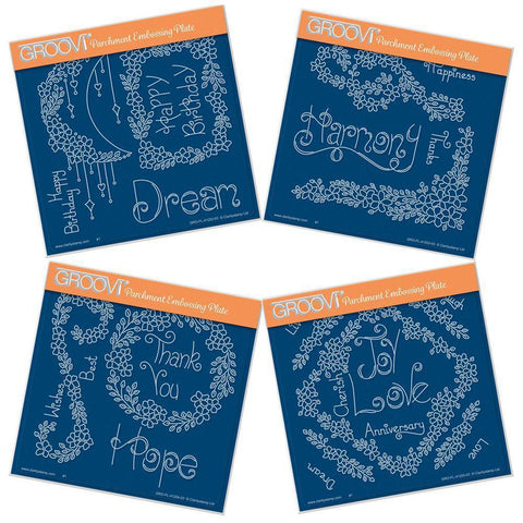 Tina's Floral Symphony Quartet A5 Square Groovi Plate Set