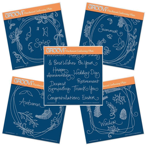 Entwined Wreath & Sentiments Collection A5 Square Groovi Plate Set