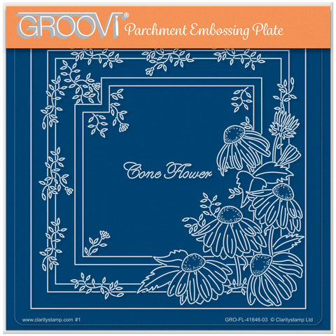Linda's Cone Flower & Lace A5 Square Groovi Plate