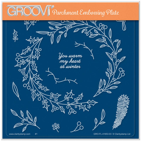 Barbara's Winter Seasonal Wreath A5 Square Groovi Plate