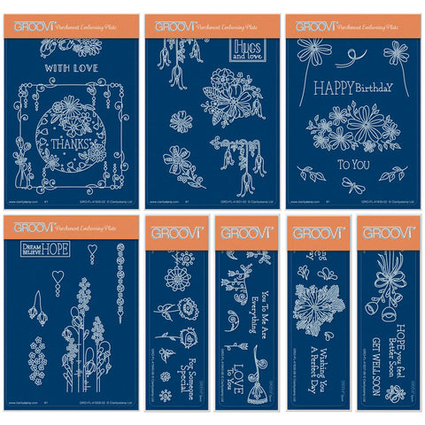 Tina's Springtime Flowers SET 1 : A6 + Spacers Groovi Plate Collection