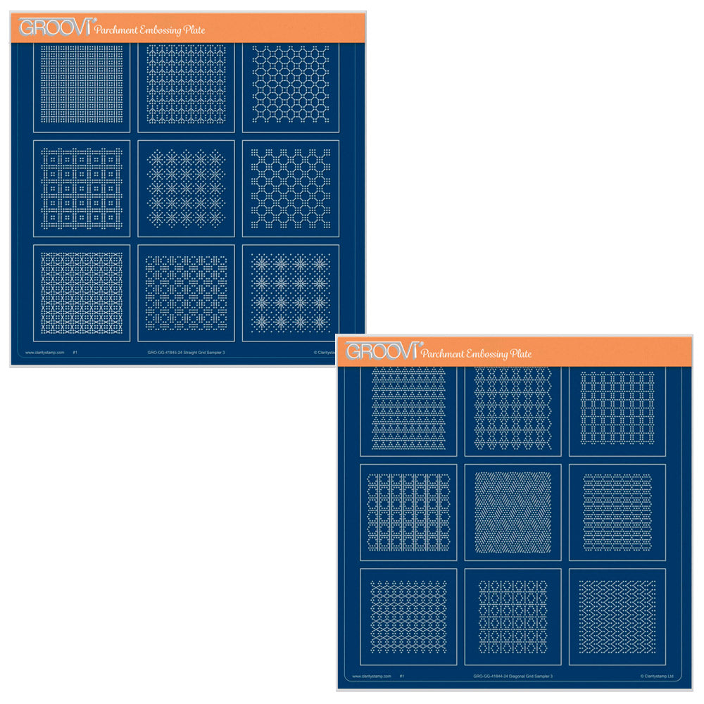 Josie's Diagonal & Straight Embossed Patterns 3 A4 Square Groovi Plate Duo