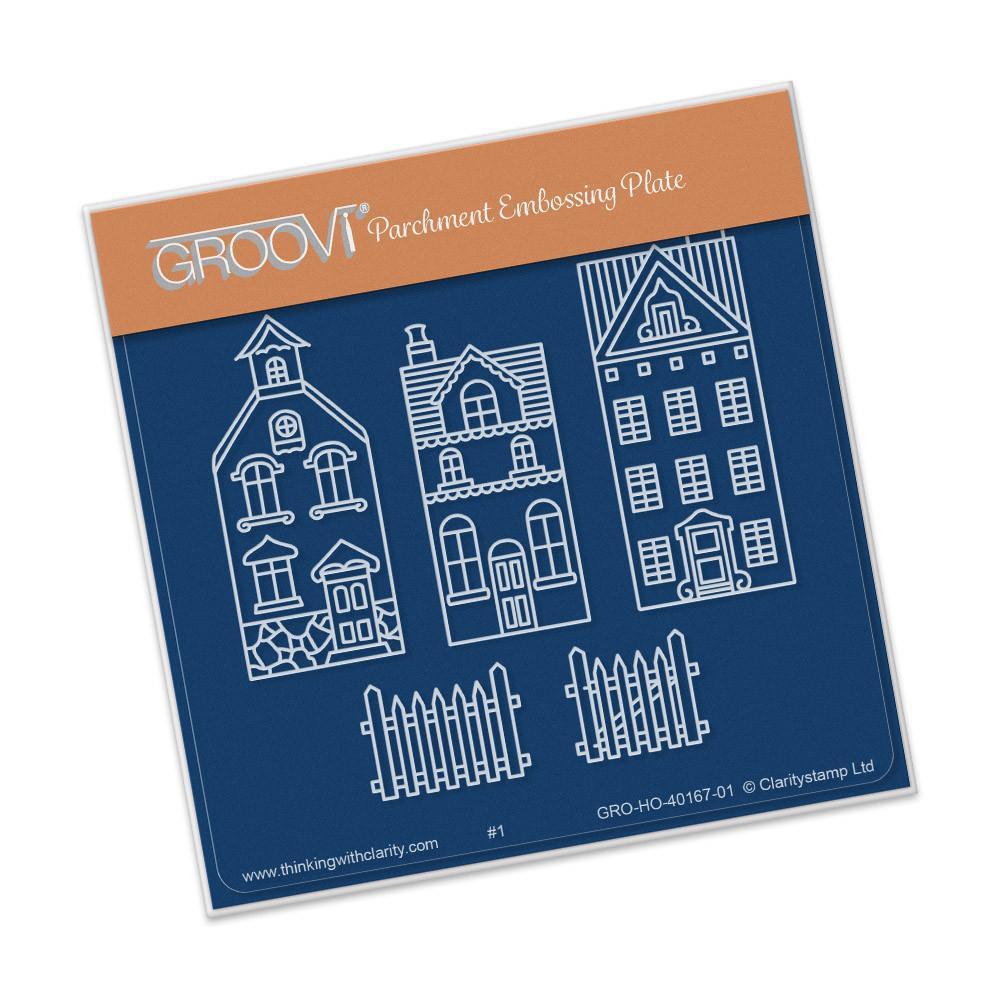 Wee Houses & Fence A6 Square Groovi Baby Plate